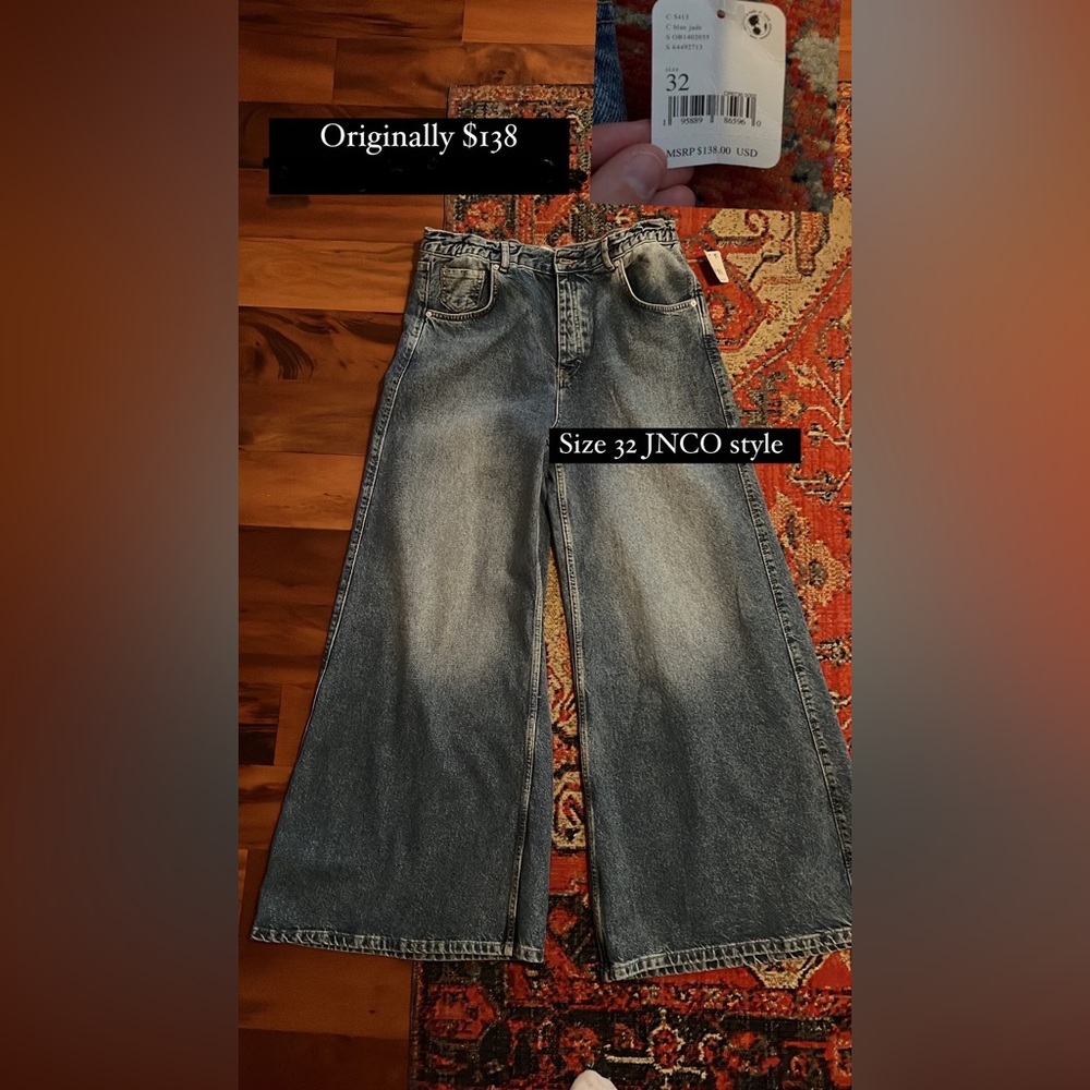Free People size 32 mega wide leg pants new with tags and never worn! JNCO style